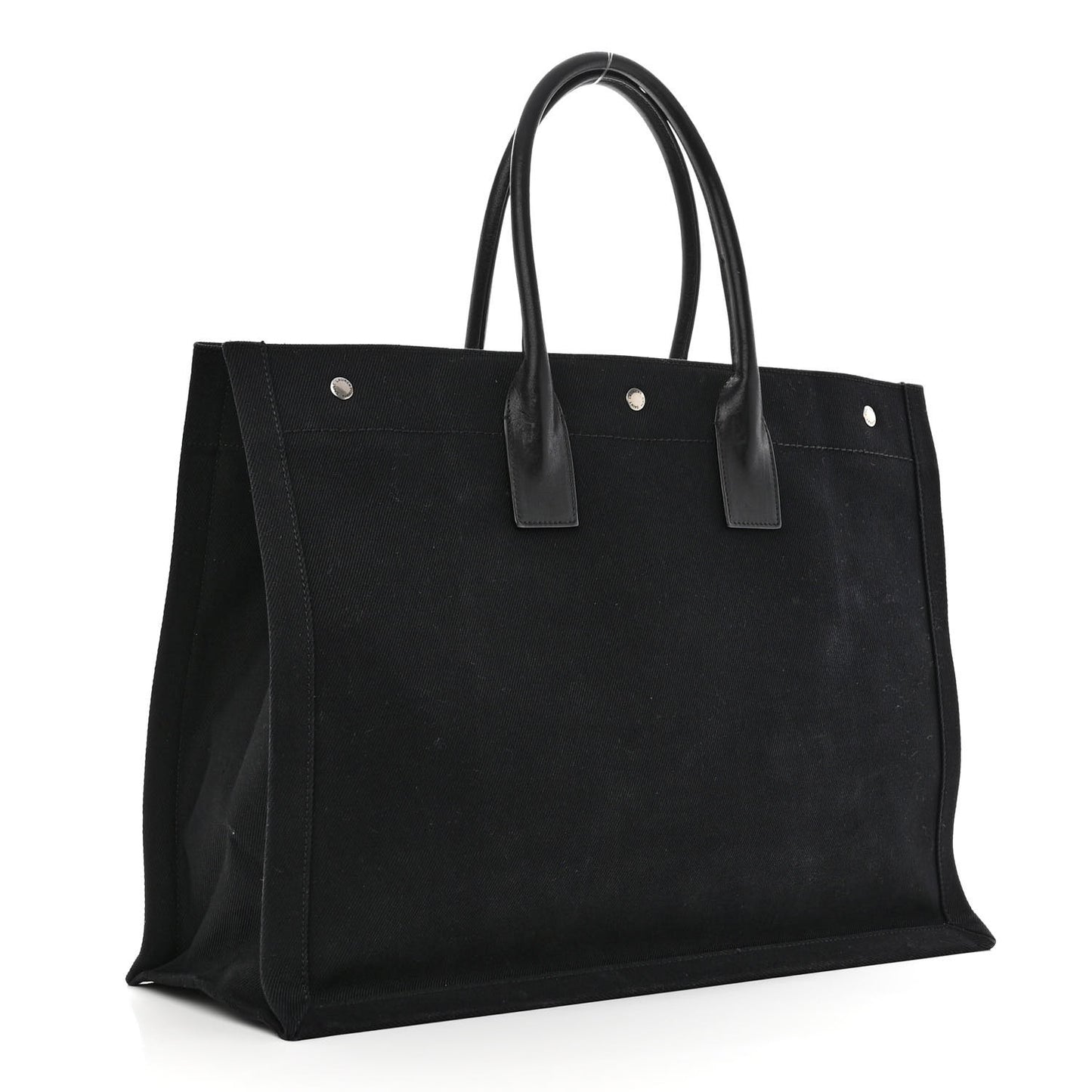 Linen Calfskin Rive Gauche Tote Black