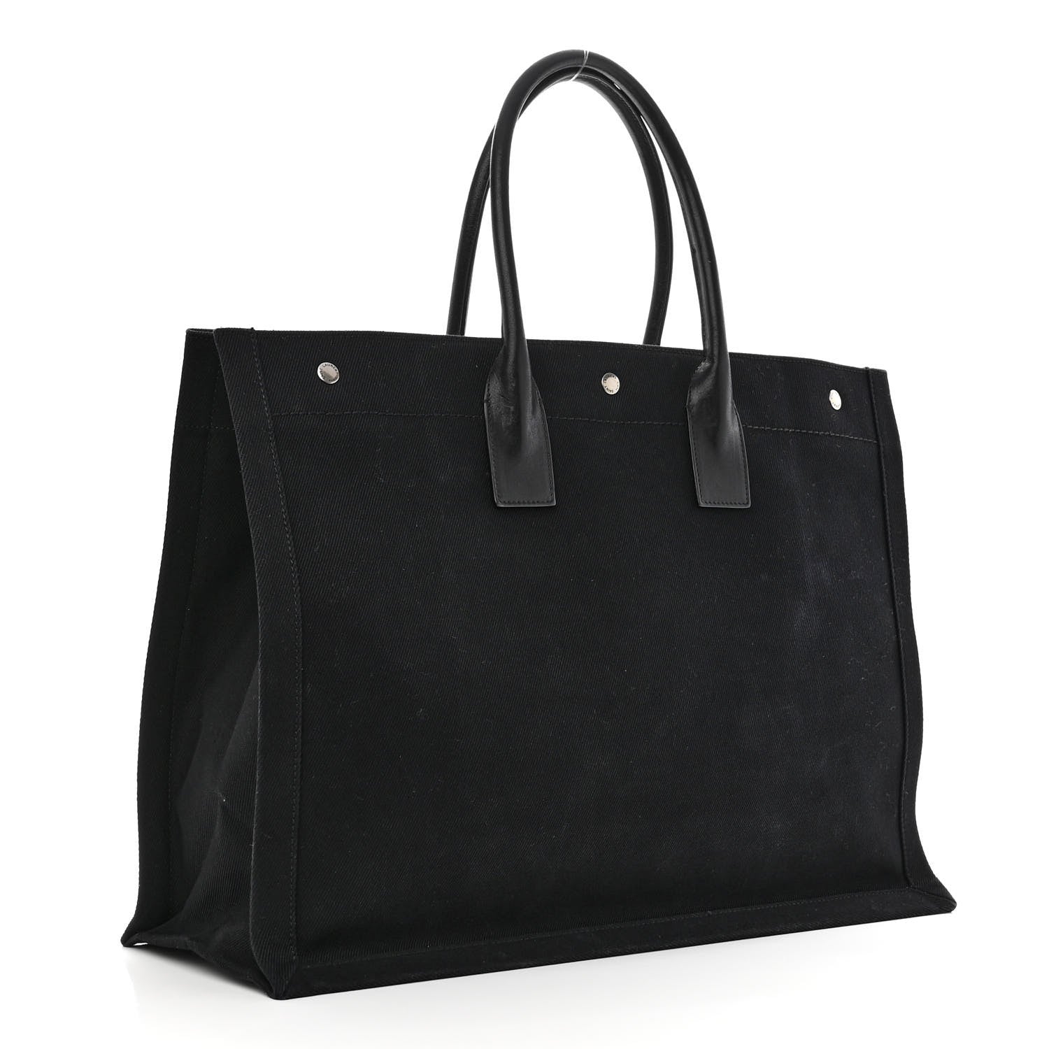Saint Laurent Linen Calfskin Rive Gauche Tote Black 3 of 9