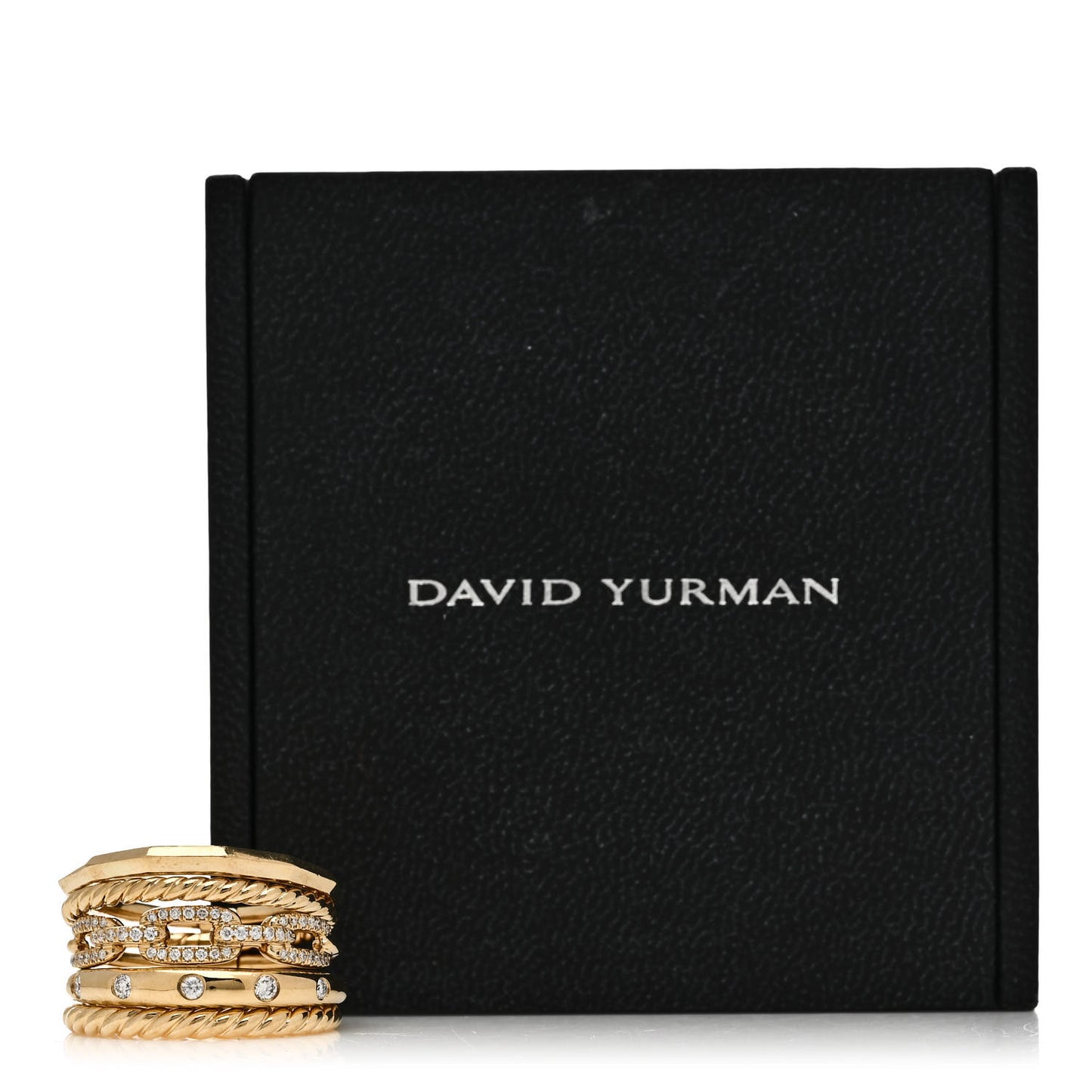 18K Yellow Gold Diamond 15mm Stax Five-Row Ring 57 8