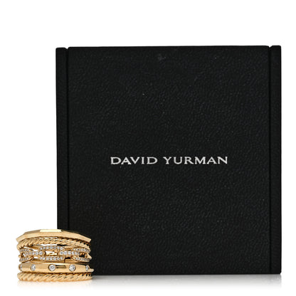 David Yurman 18K Yellow Gold Diamond 15mm Stax Five-Row Ring 57 8 6 of 6