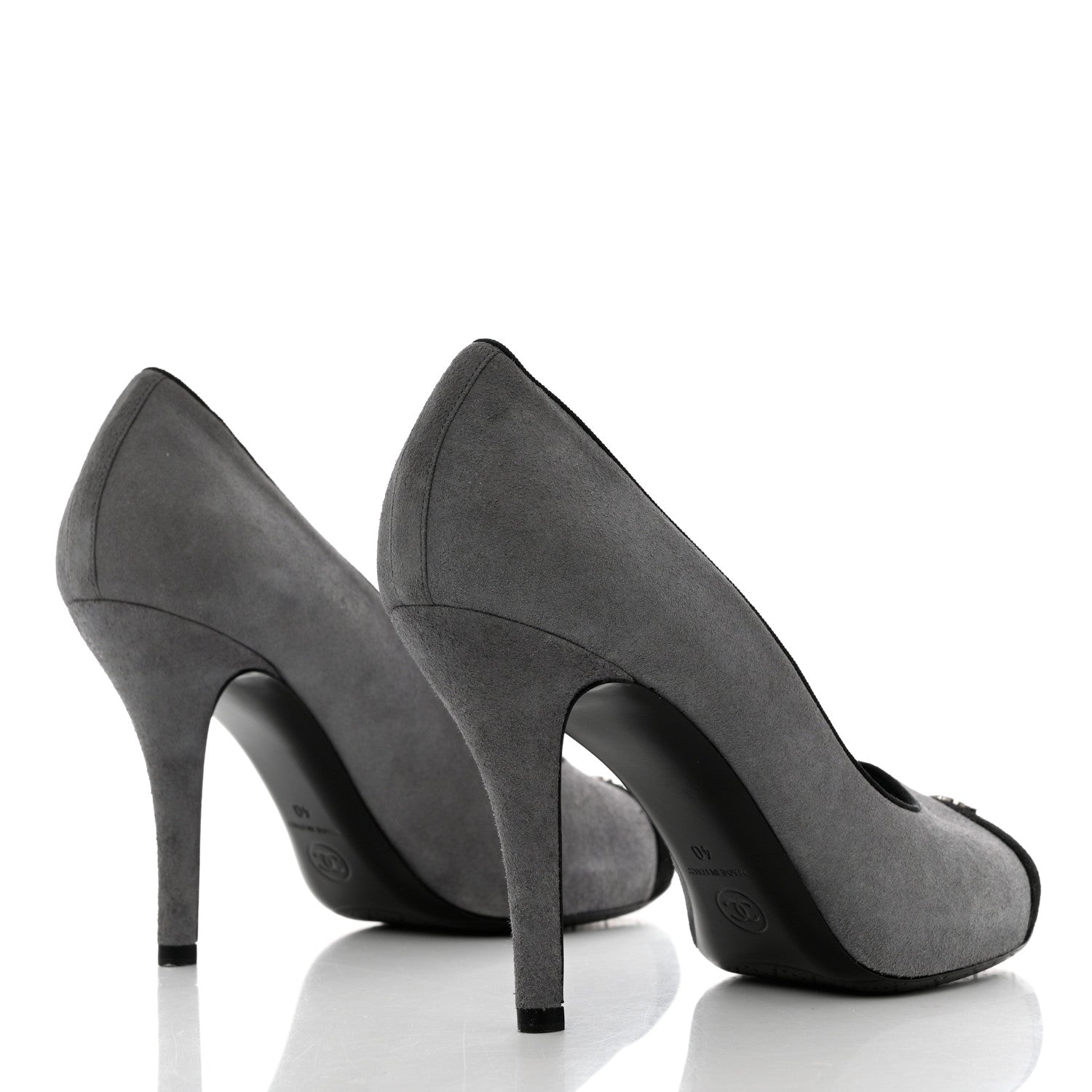 Chanel Suede Cap Toe Pumps 40 Grey Black 4 of 12