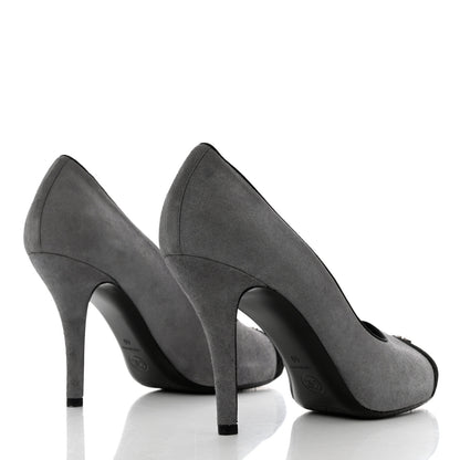 Chanel Suede Cap Toe Pumps 40 Grey Black 4 of 12