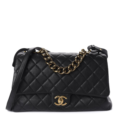 Chanel Shiny Sheepskin Quilted Large Trapezio Flap Black 1 of 13
