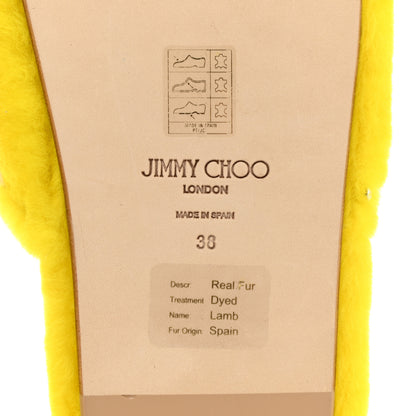 Jimmy Choo Shearling Crystal Pearl Aliette Flat Mules 38 Mimosa 6 of 8