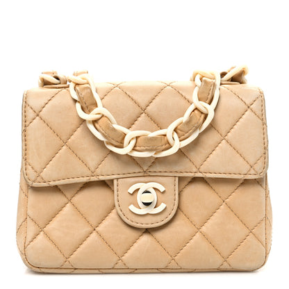 Chanel Lambskin Quilted Bekko Resin Mini Square Flap Beige 1 of 13
