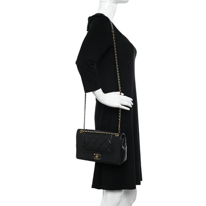 Chanel Sheepskin Quilted Small Vintage Mademoiselle Flap Black 2 of 12