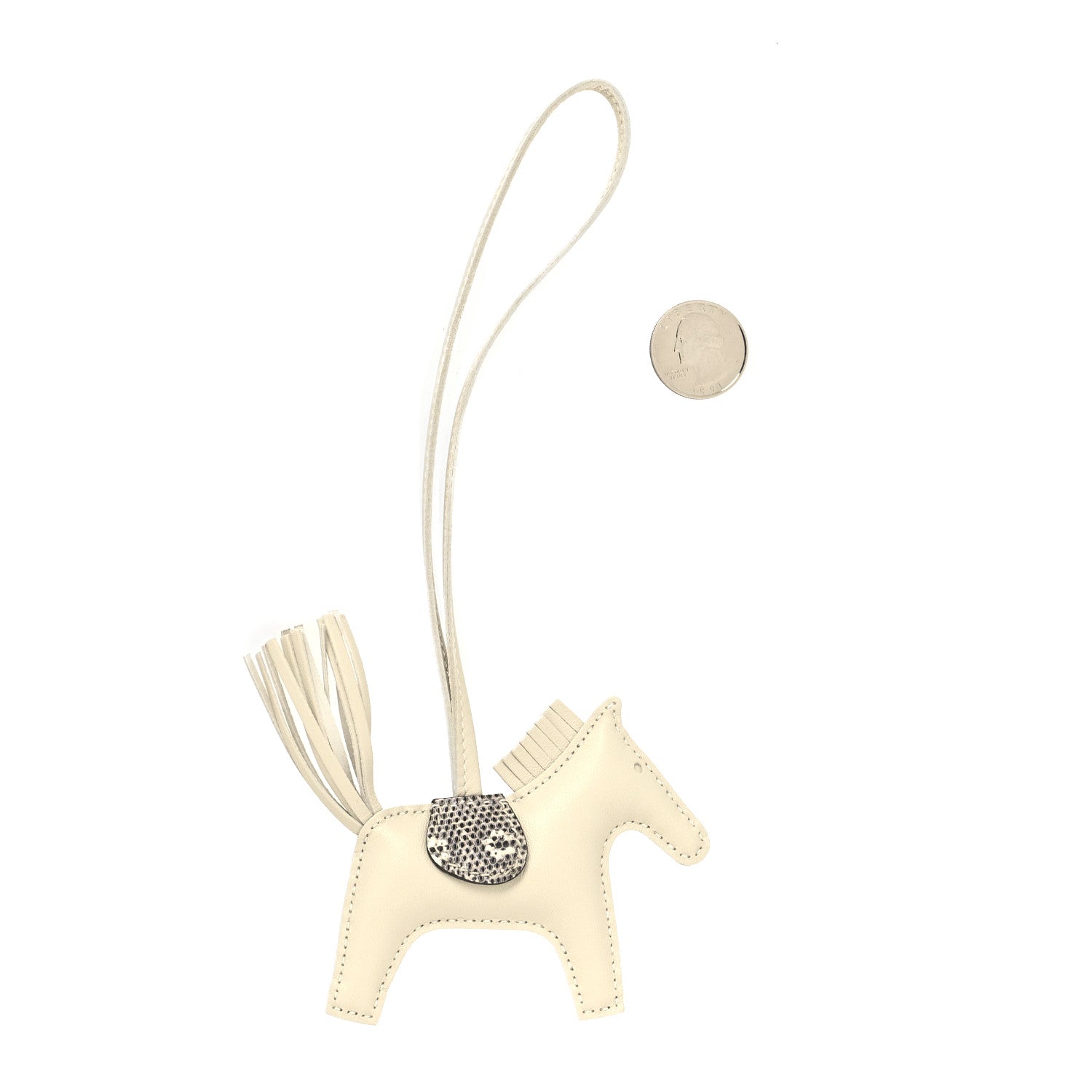 Hermes Milo Lambskin Lizard Grigri Rodeo Horse Bag Charm PM Beton Ombre 2 of 3