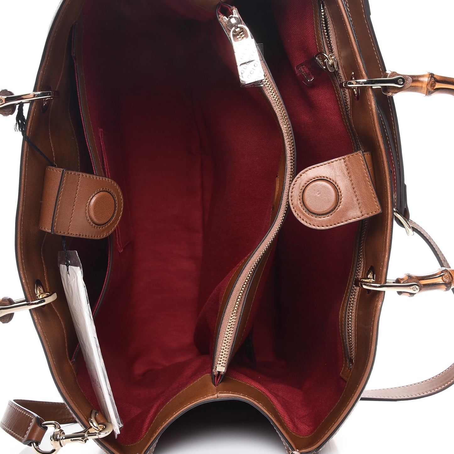 Embroidered Large Bamboo Shopper Tote Brown