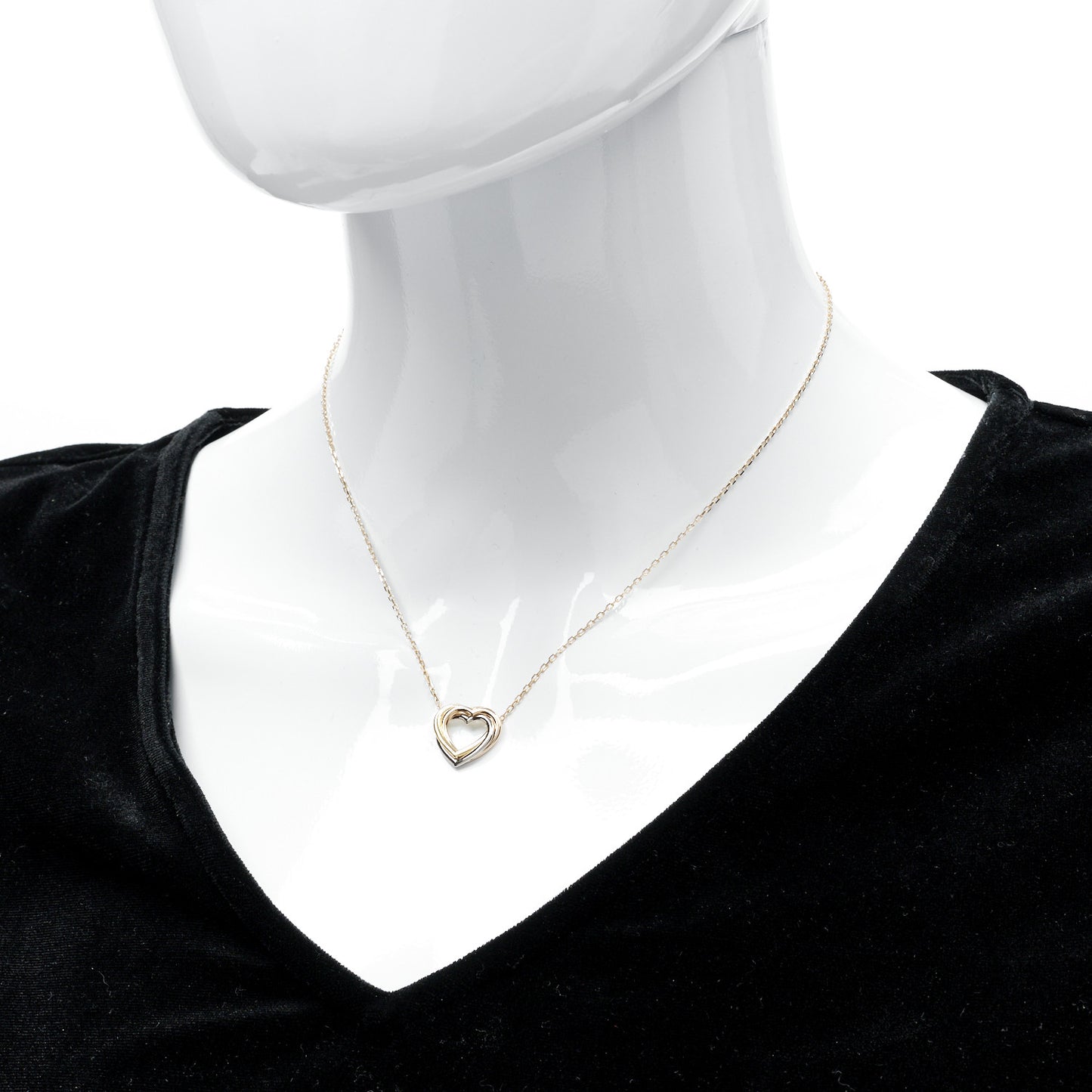 18K Pink Yellow White Gold Trinity Heart Necklace