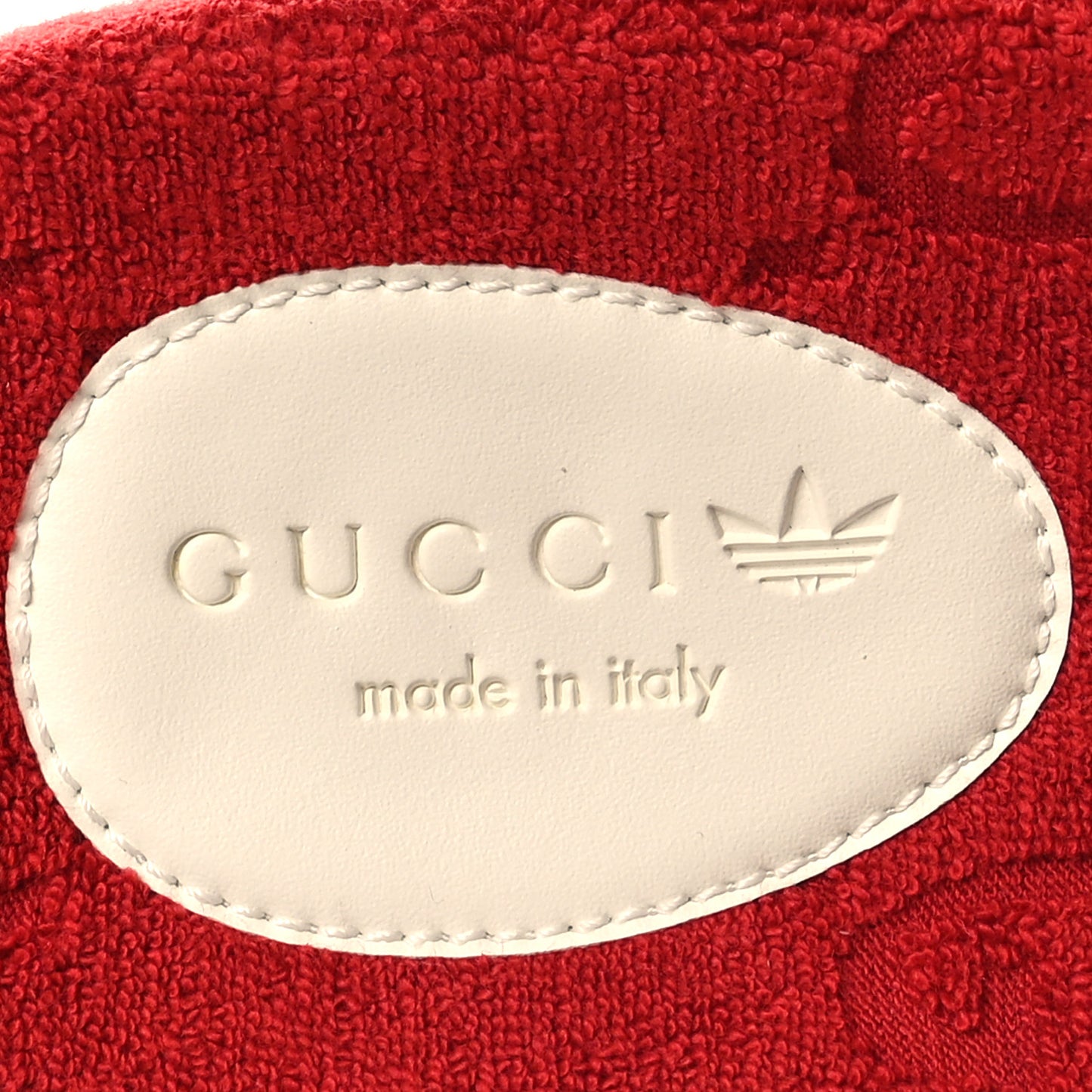 X ADIDAS Terry Cloth GG Monogram Womens Platform Sandals 37 Maple Red Off White