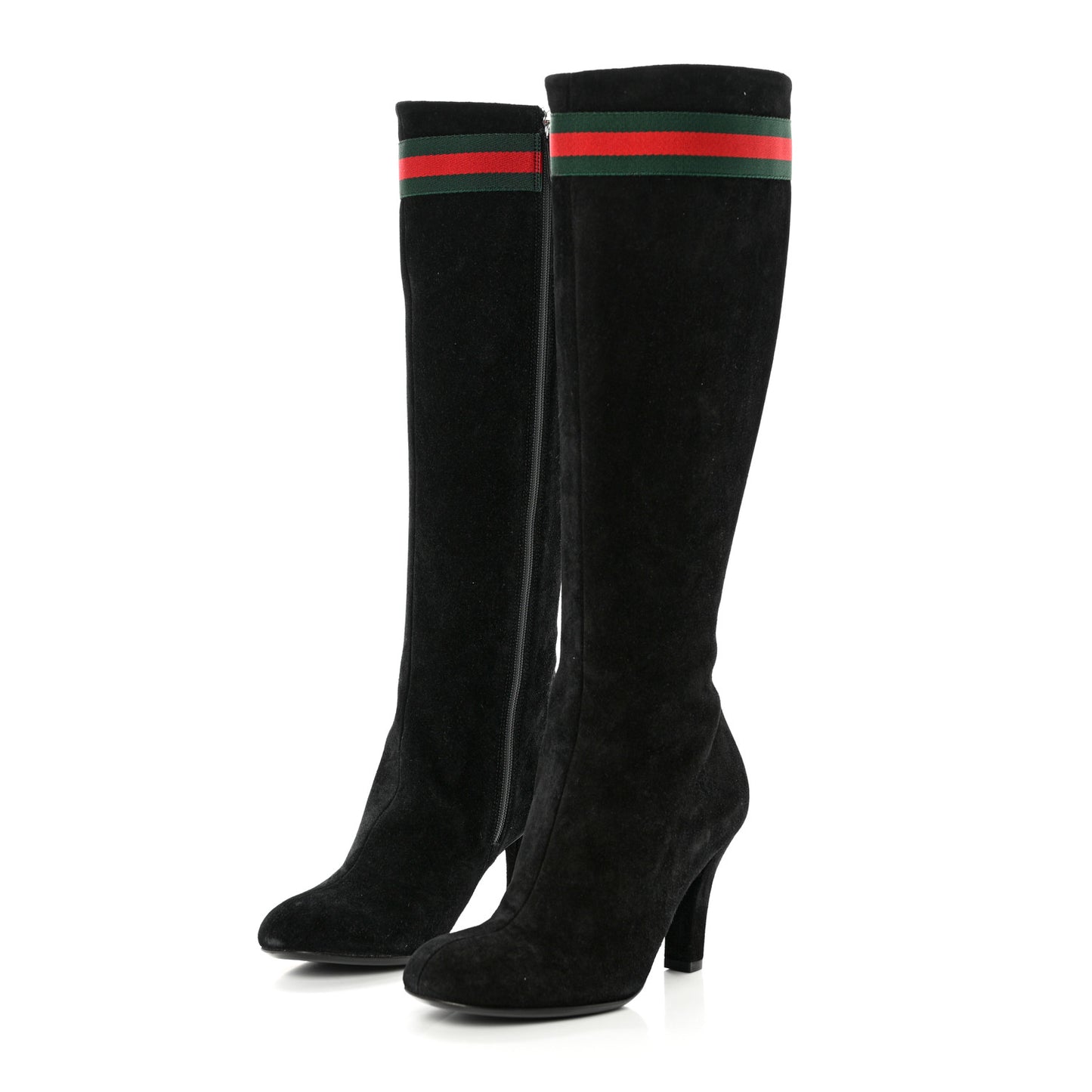 Suede Knee High Web Boots 35.5 Black