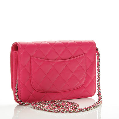 Chanel Lambskin Quilted Wallet On Chain WOC Dark Pink 3 of 8