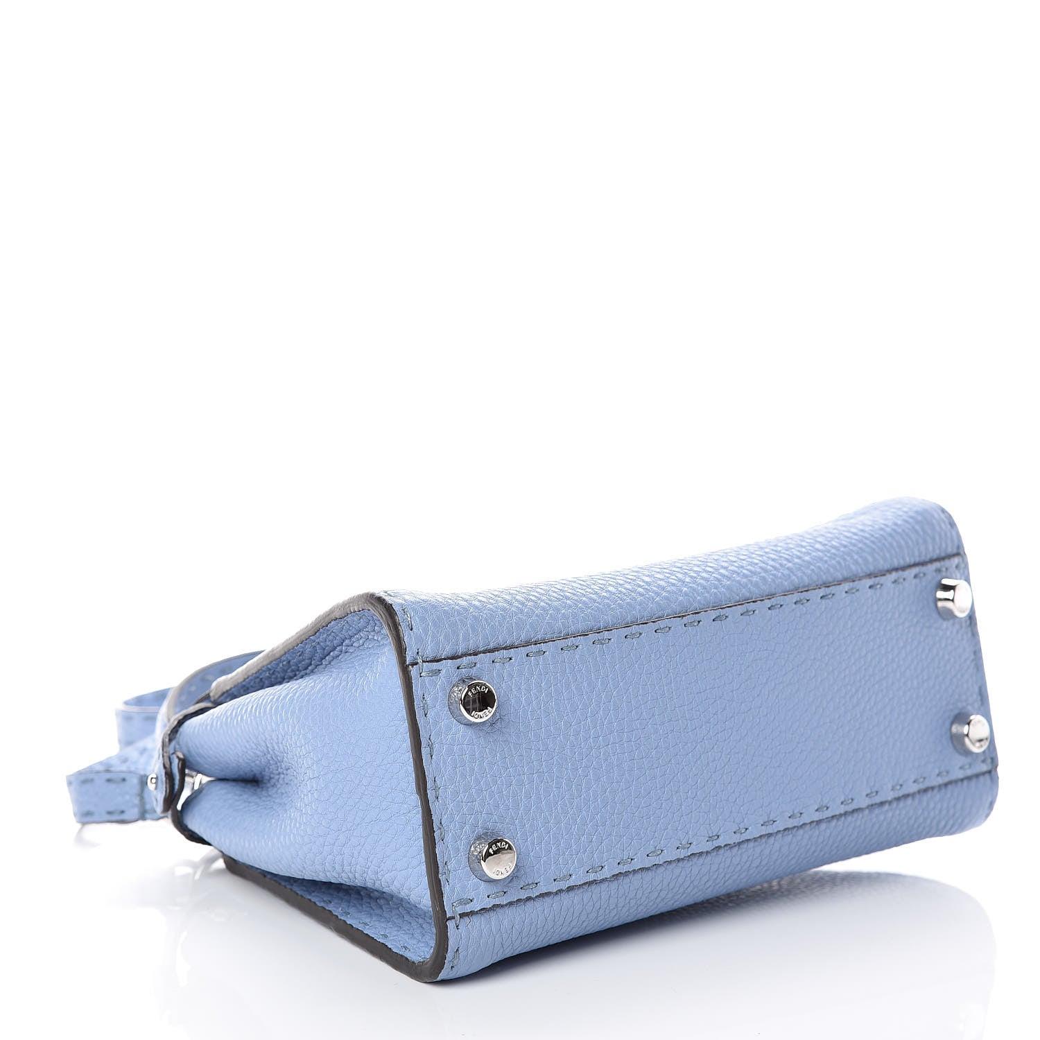 Fendi Cuoio Roma Selleria Chamois Bi-Color Mini Peekaboo Iconic Satchel Sky Blue Latte 5 of 13