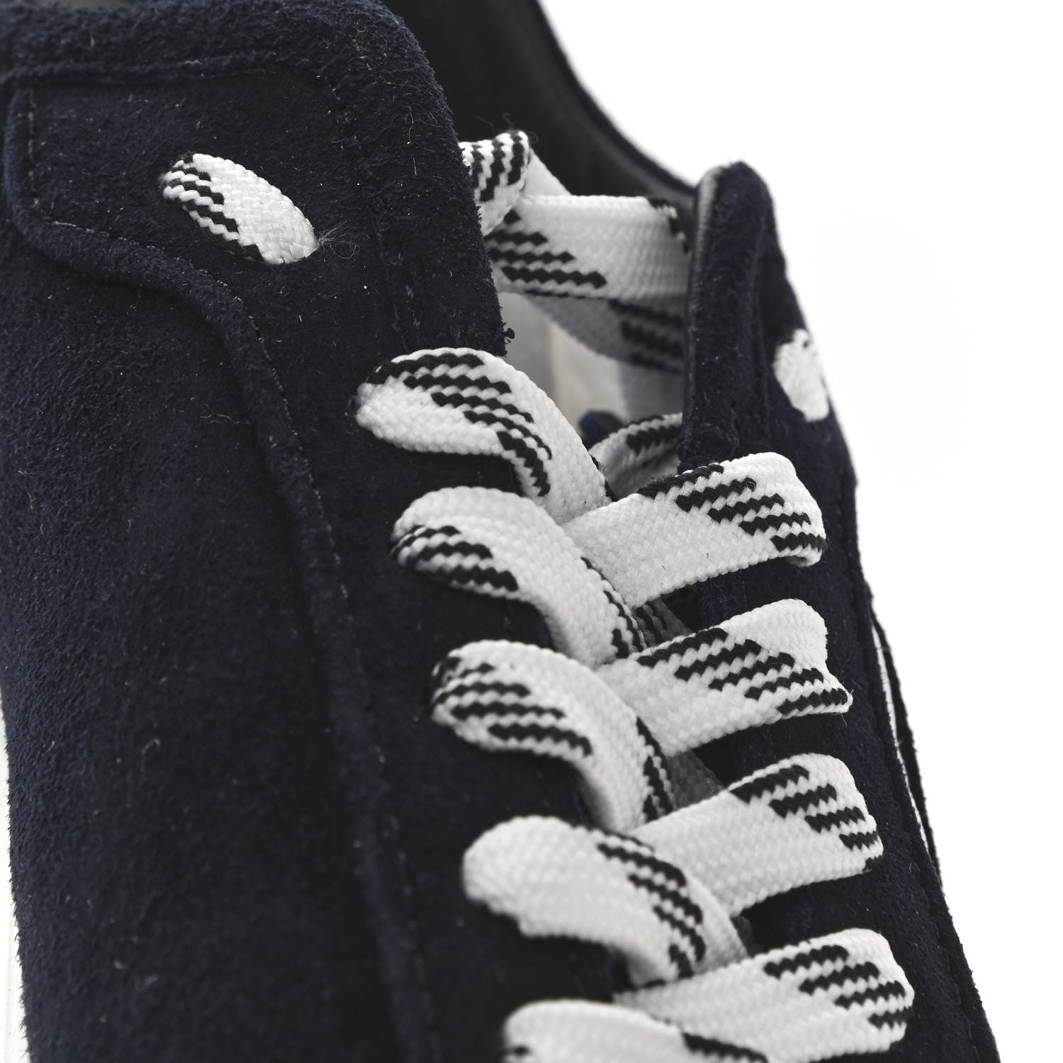 Chanel Fabric Suede Kidskin CC Sneakers 37 Dark Navy White 9 of 10