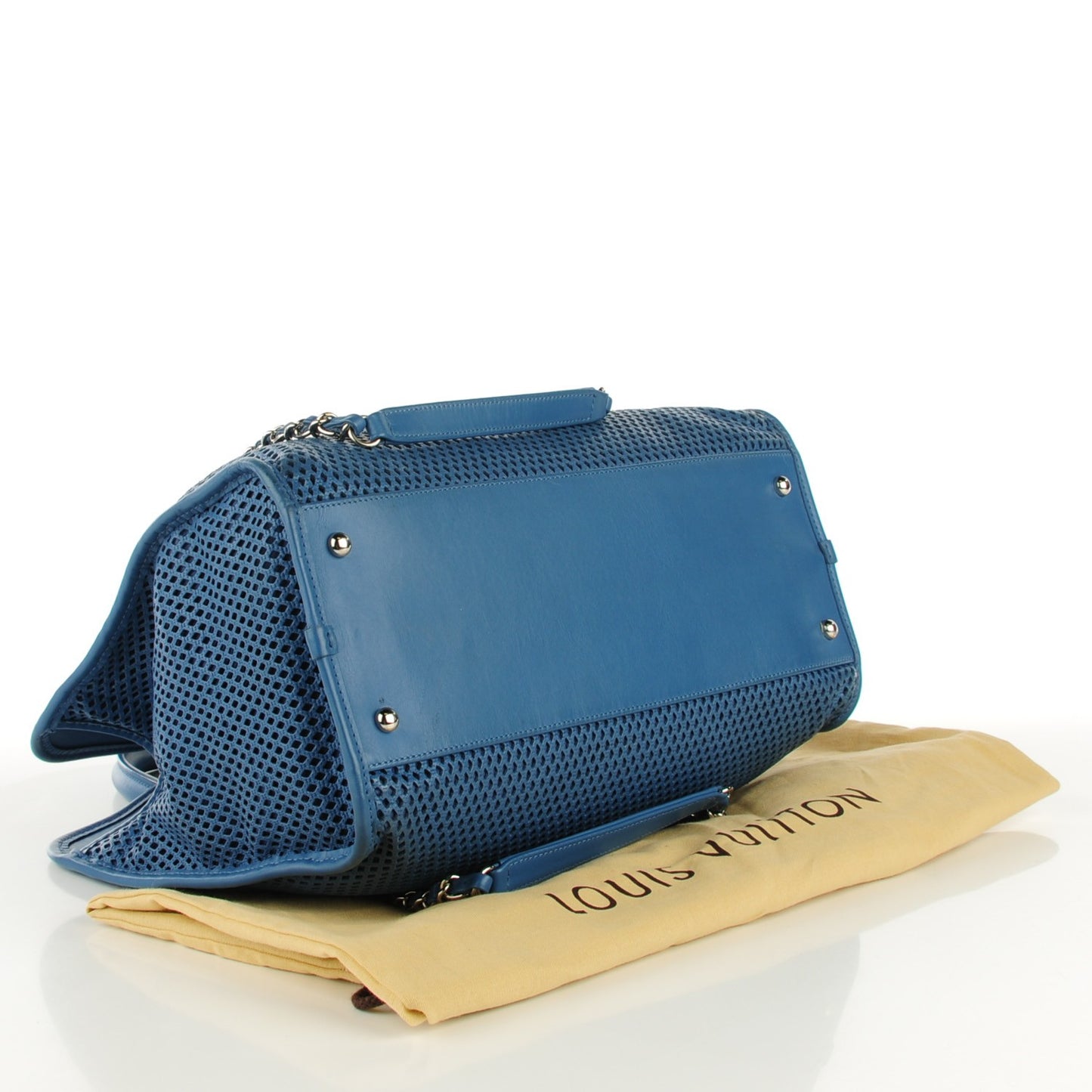 Calfskin Perforated Up In The Air Tote Dark Blue