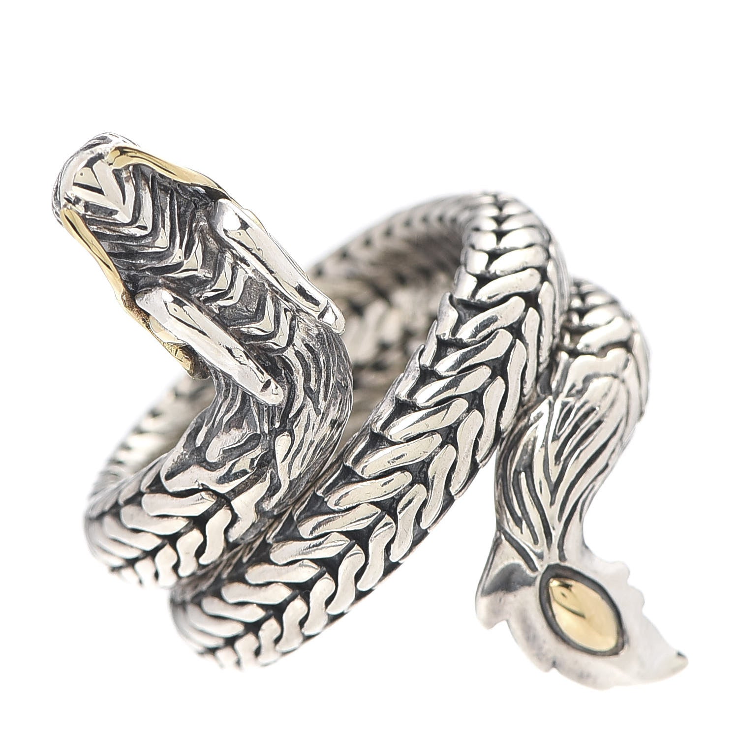 John Hardy Sterling Silver 18K Yellow Gold Naga Dragon Coil Ring 54 7 3 of 6