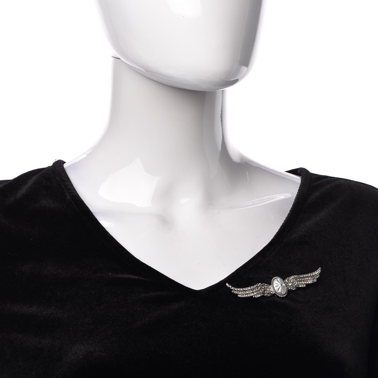 Crystal Wings Brooch Silver