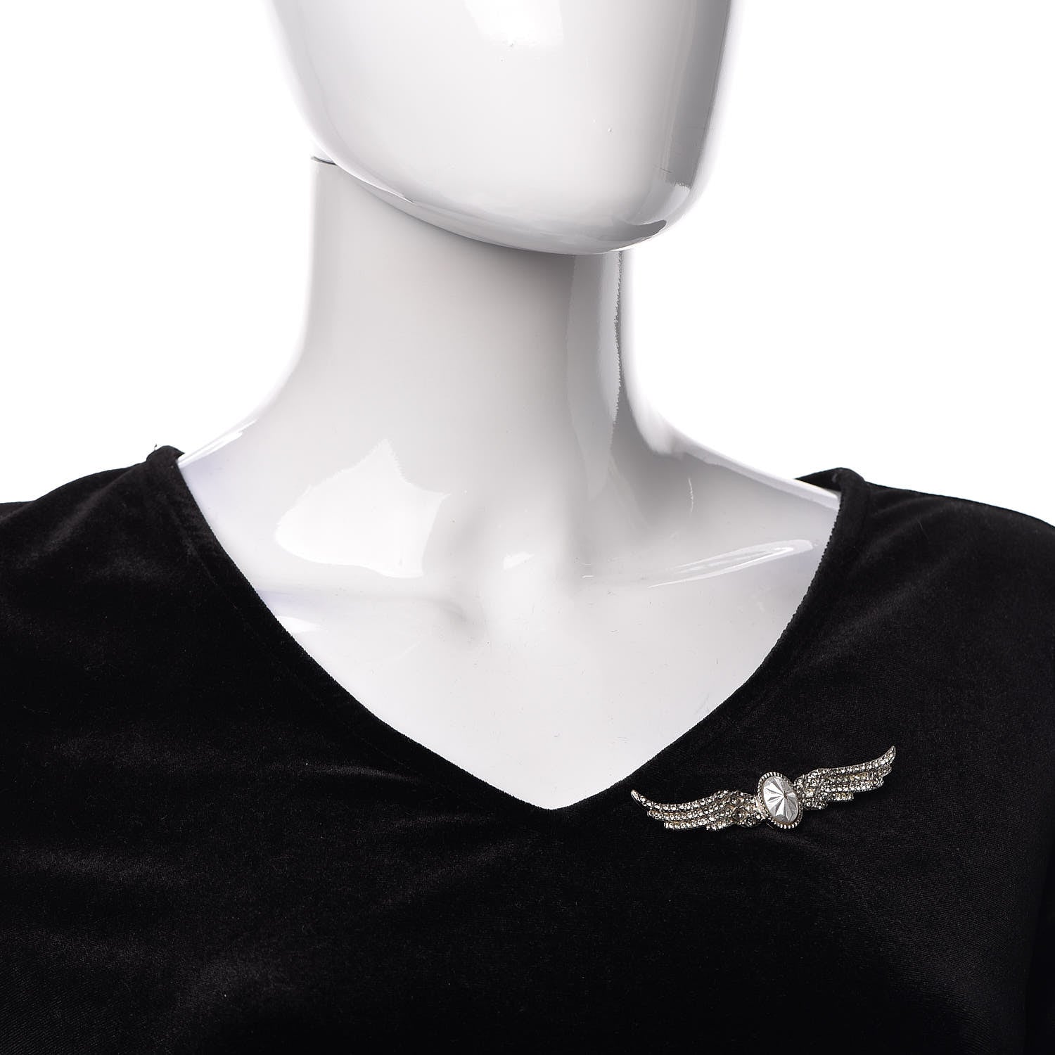 Chanel Crystal Wings Brooch Silver 2 of 6