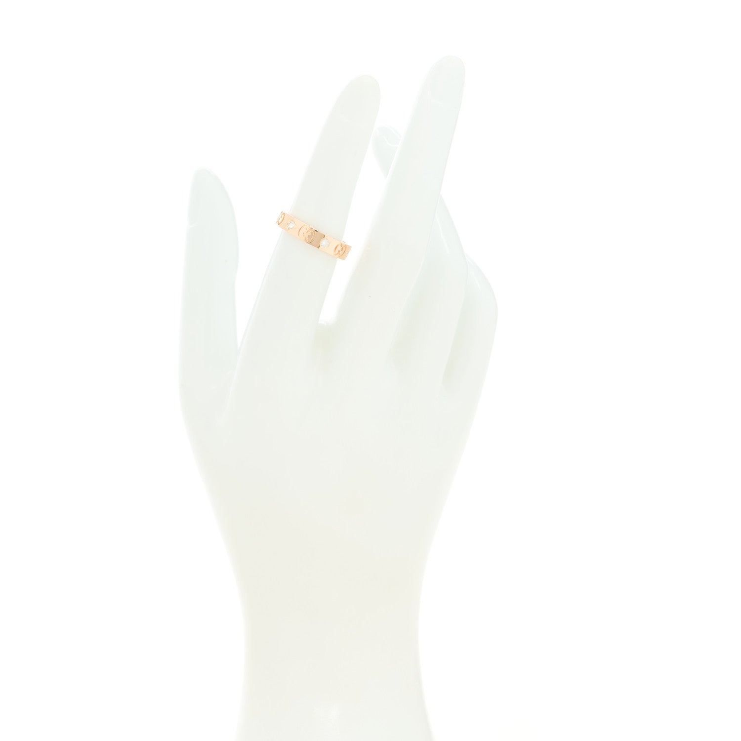 Gucci 18K Rose Gold Diamond Icon Band Ring 50 5.5 2 of 6