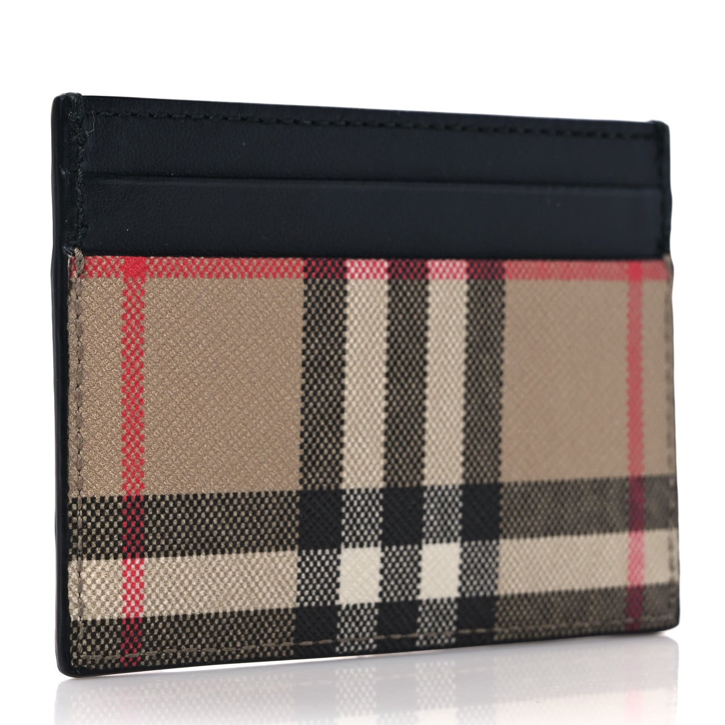 Vintage Check Calfskin Card Case Black