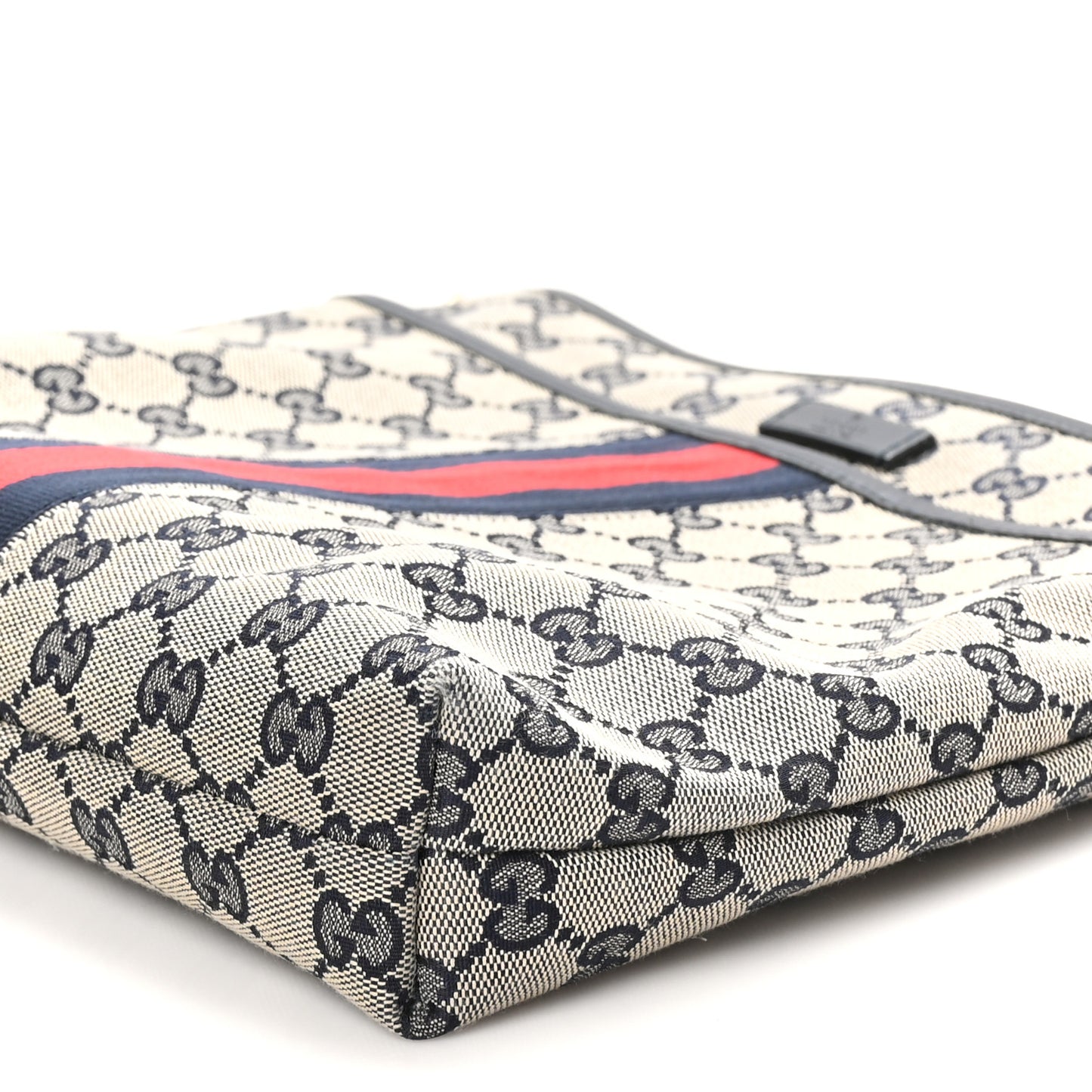 GG Supreme Monogram Web Flat Messenger Bag Navy