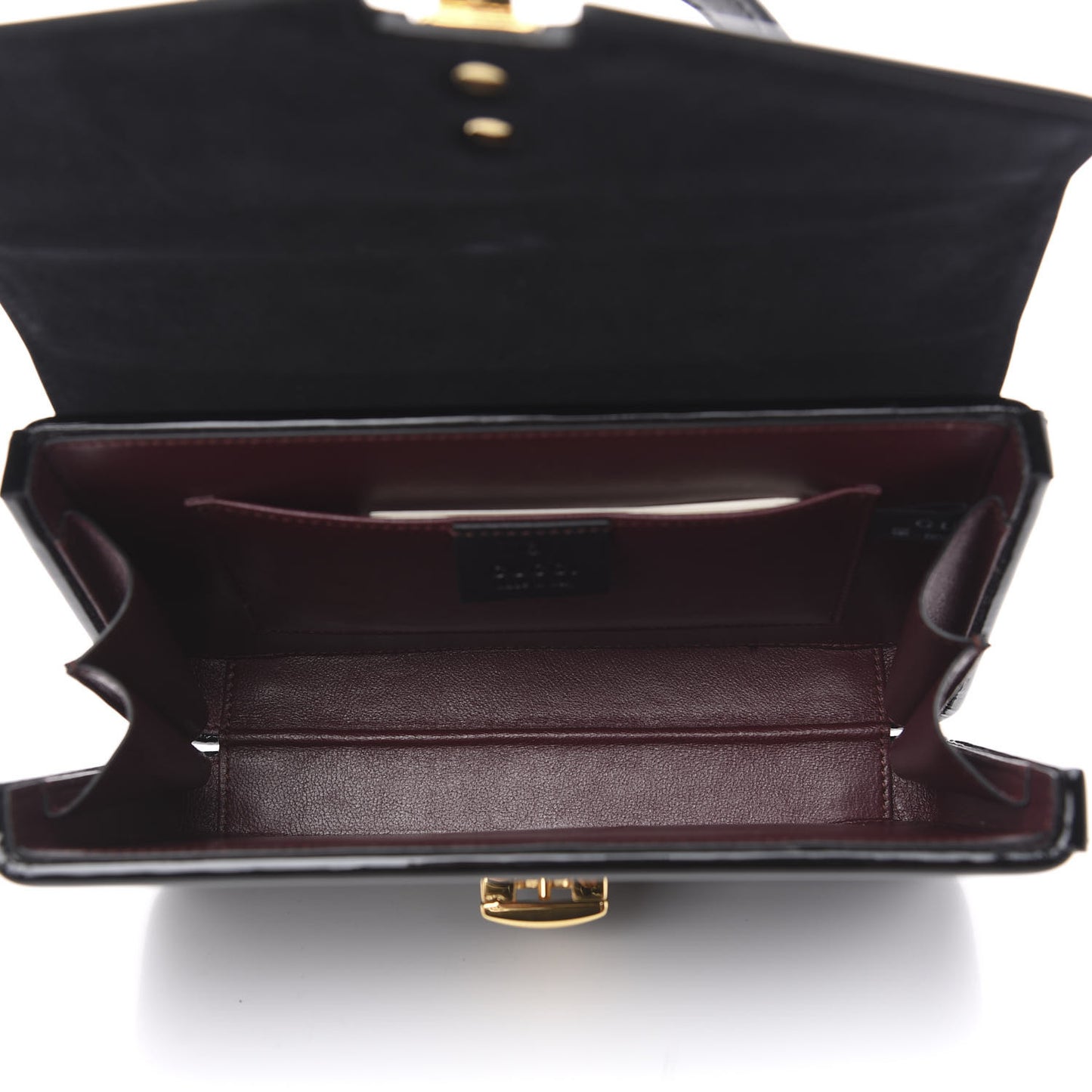 Mousse Top Patent Mini Sylvie 1969 Top Handle Bag Black
