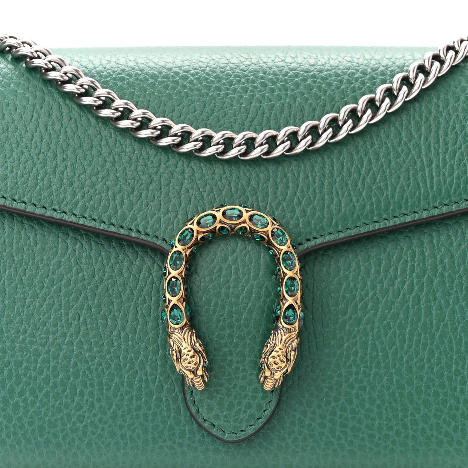 Gucci Calfskin Mini Dionysus Chain Wallet Emerald 8 of 10