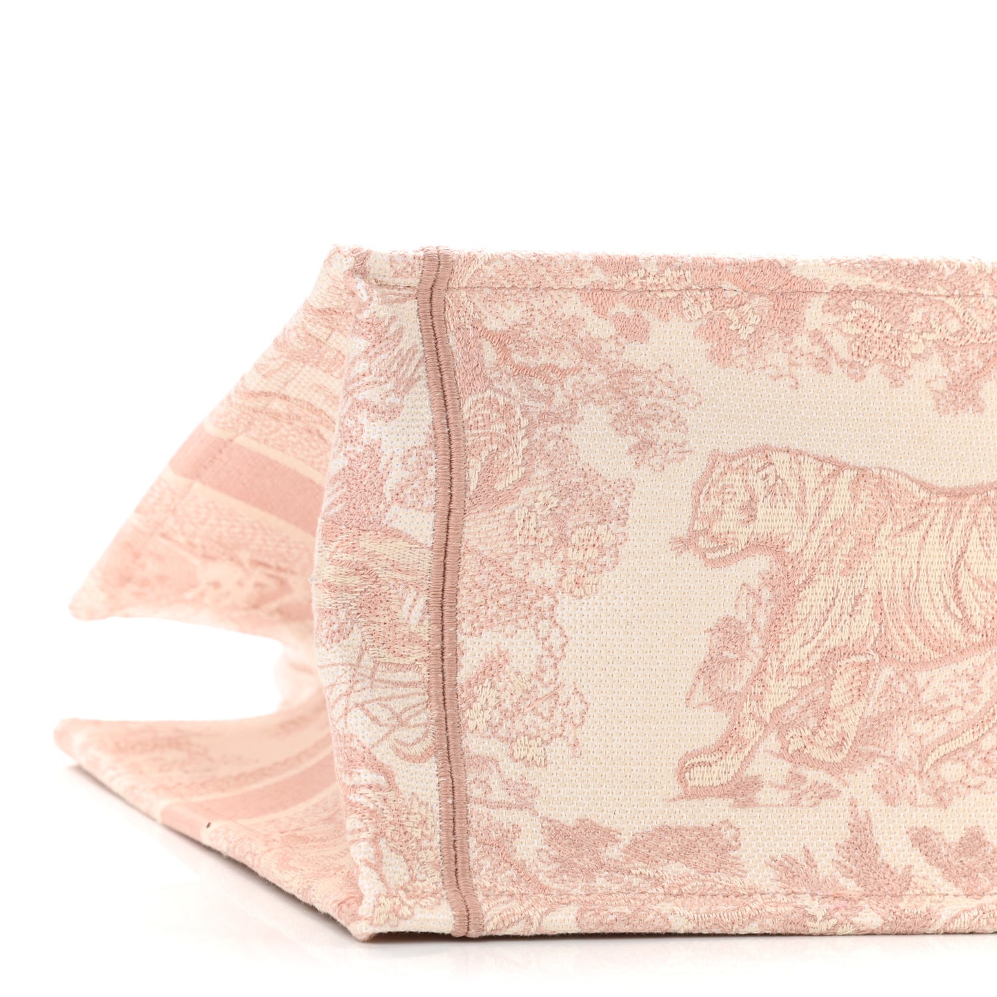 Canvas Toile De Jouy Embroidered Medium Book Tote Pink