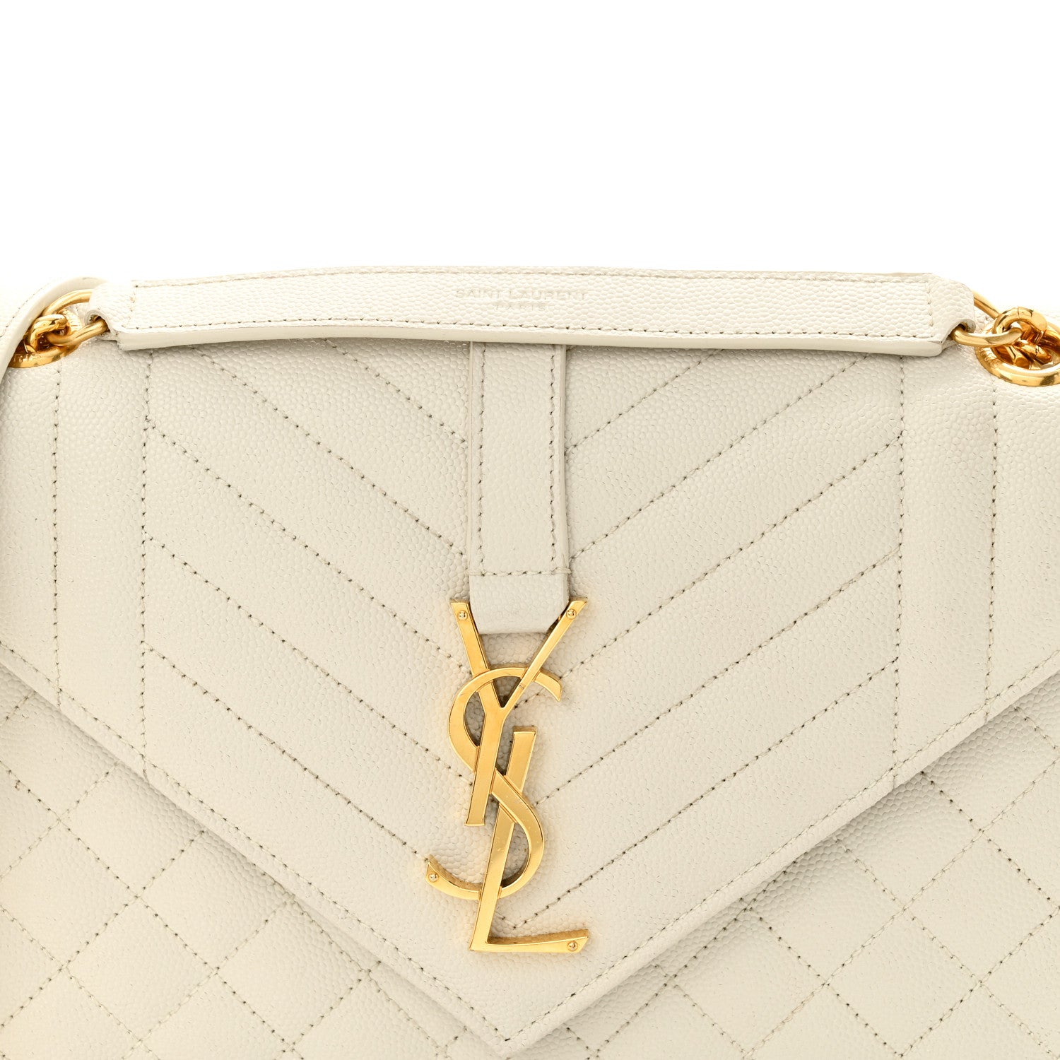 Saint Laurent Grain De Poudre Textured Mixed Matelasse Medium Triquilt Monogram Satchel Porcellana 9 of 18