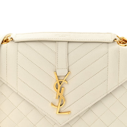 Saint Laurent Grain De Poudre Textured Mixed Matelasse Medium Triquilt Monogram Satchel Porcellana 9 of 18