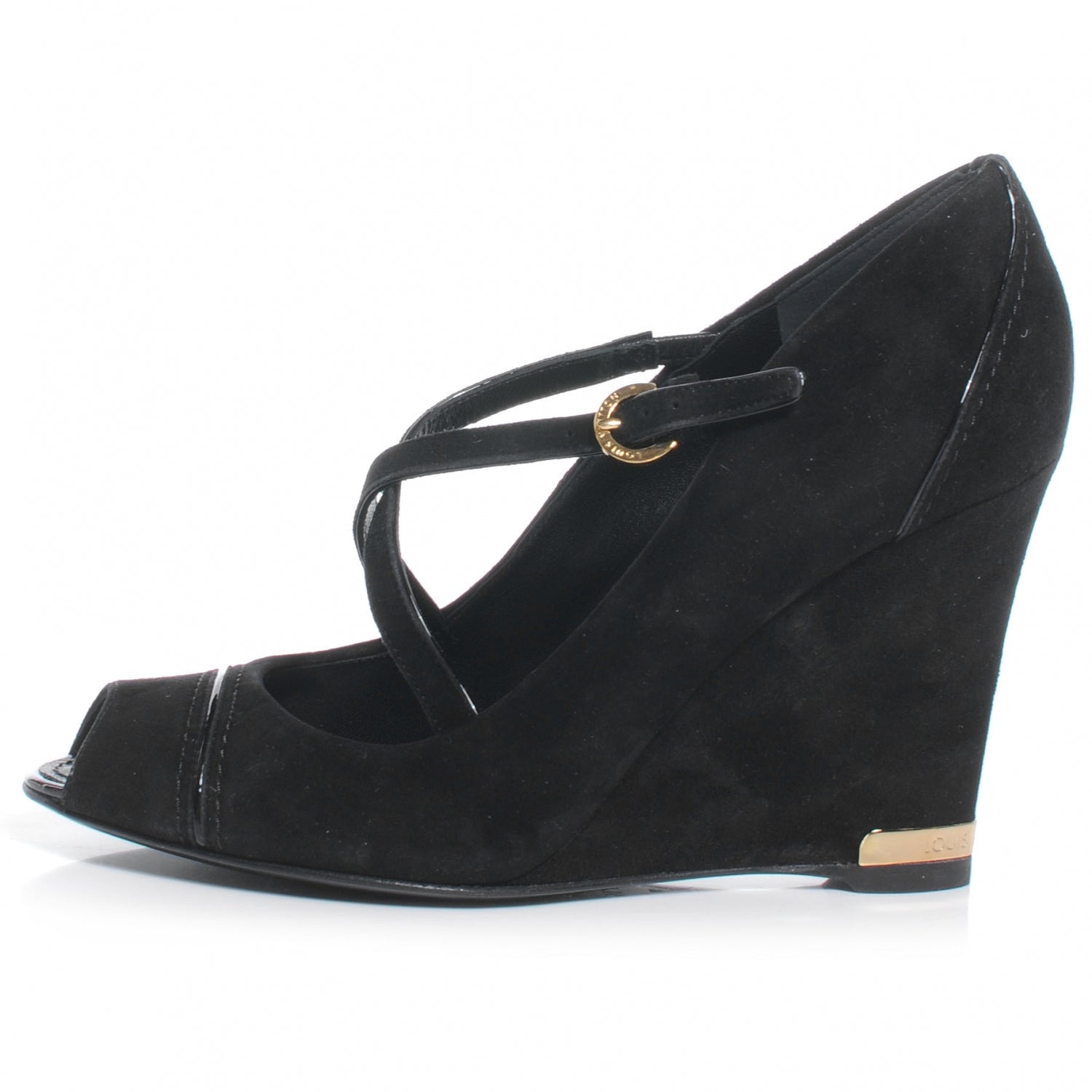 Louis Vuitton Suede Artist Wedge Pumps Black 37.5 1 of 7