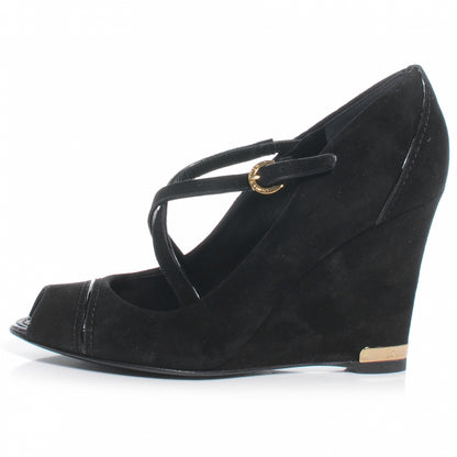Louis Vuitton Suede Artist Wedge Pumps Black 37.5 1 of 7