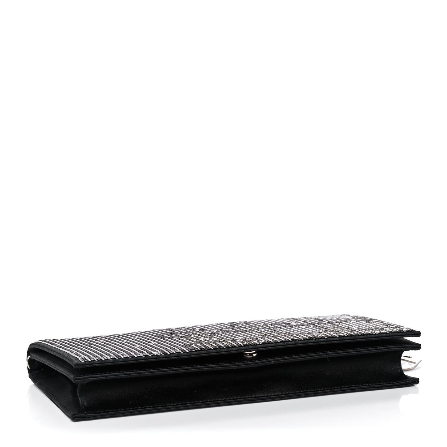 Satin Sequin Cannage Rendezvous Chain Wallet Black Multicolor
