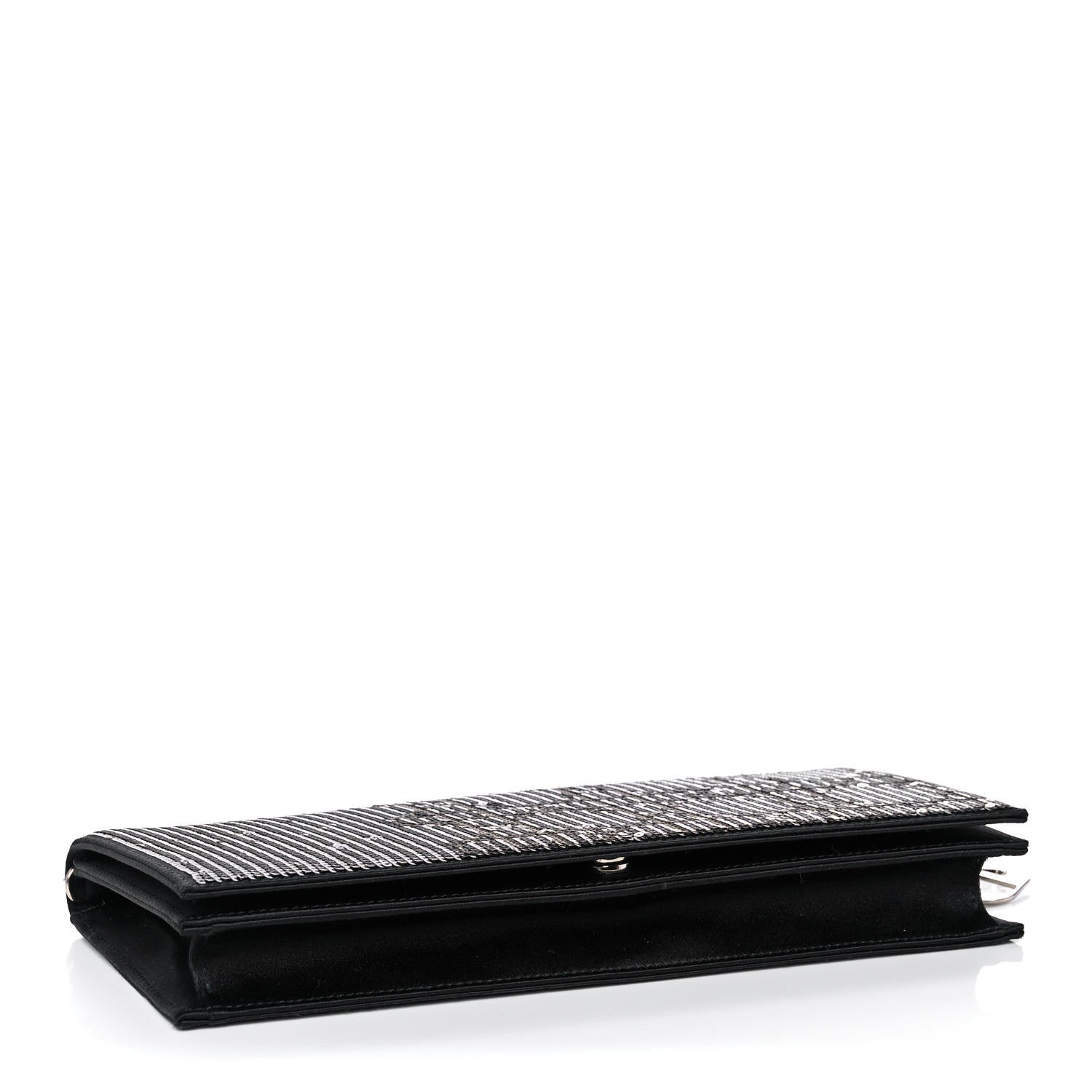 Christian Dior Satin Sequin Cannage Rendezvous Chain Wallet Black Multicolor 4 of 14