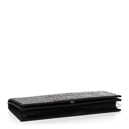 Christian Dior Satin Sequin Cannage Rendezvous Chain Wallet Black Multicolor 4 of 14