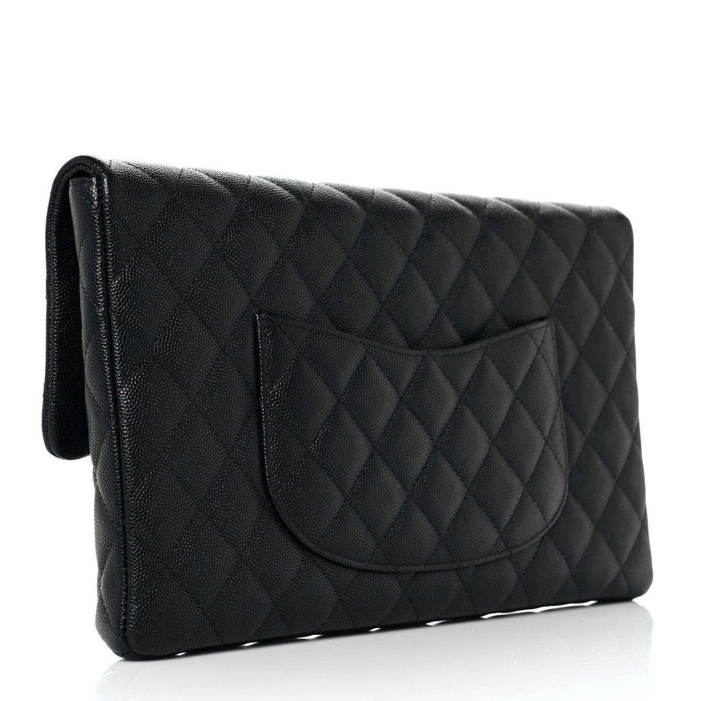 Caviar Quilted Flap Clutch Black