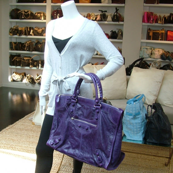 Balenciaga Agneau Giant Brogues Hardware Weekender Grape 2 of 12
