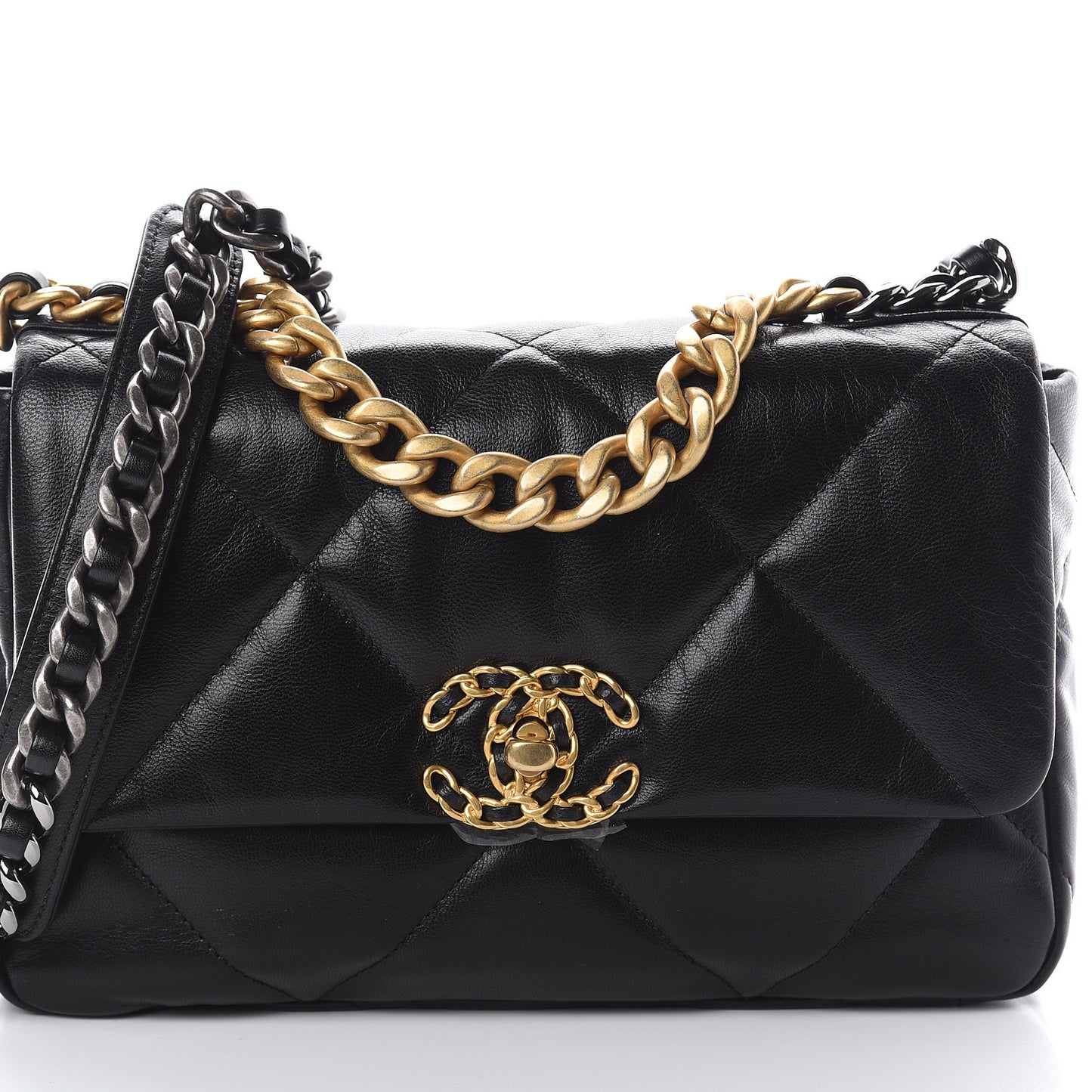 Goatskin Quilted Medium 19 Flap Black