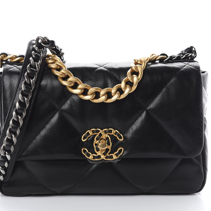 Chanel Goatskin Quilted Medium 19 Flap Black 7 of 9