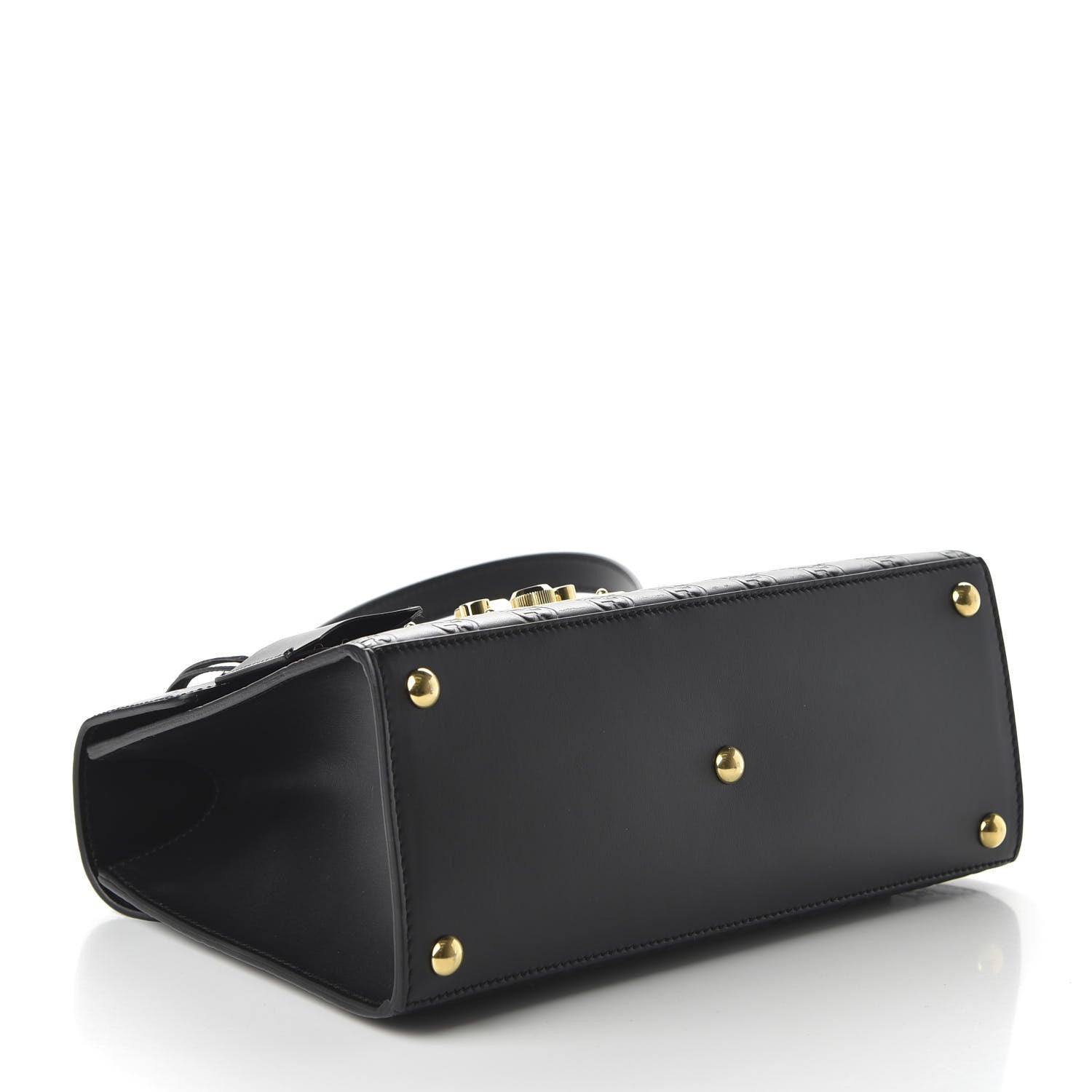 Gucci Guccissima Signature Small Padlock Top Handle Bag Black 5 of 11