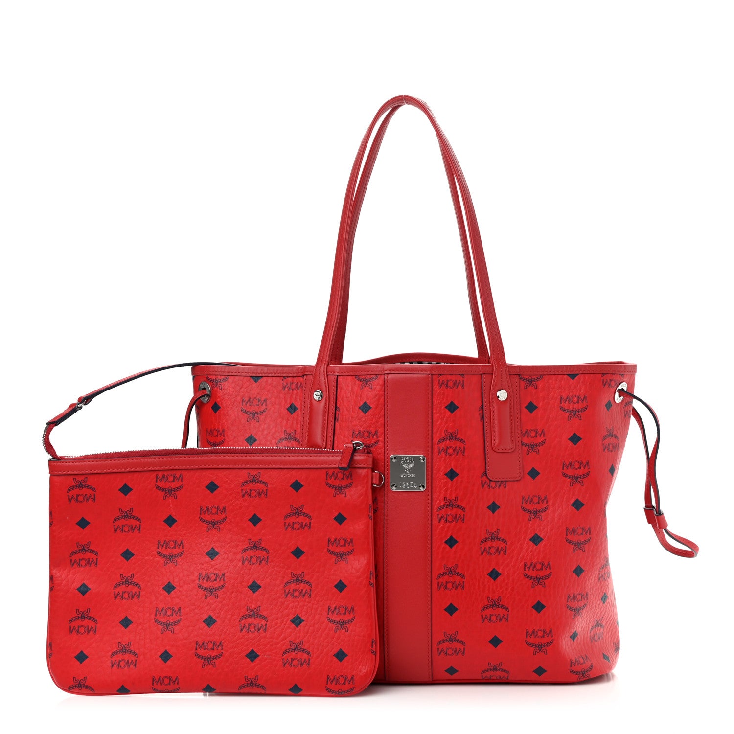 MCM Visetos Medium Liz Reversible Shopper Tote Ruby Red 1 of 17