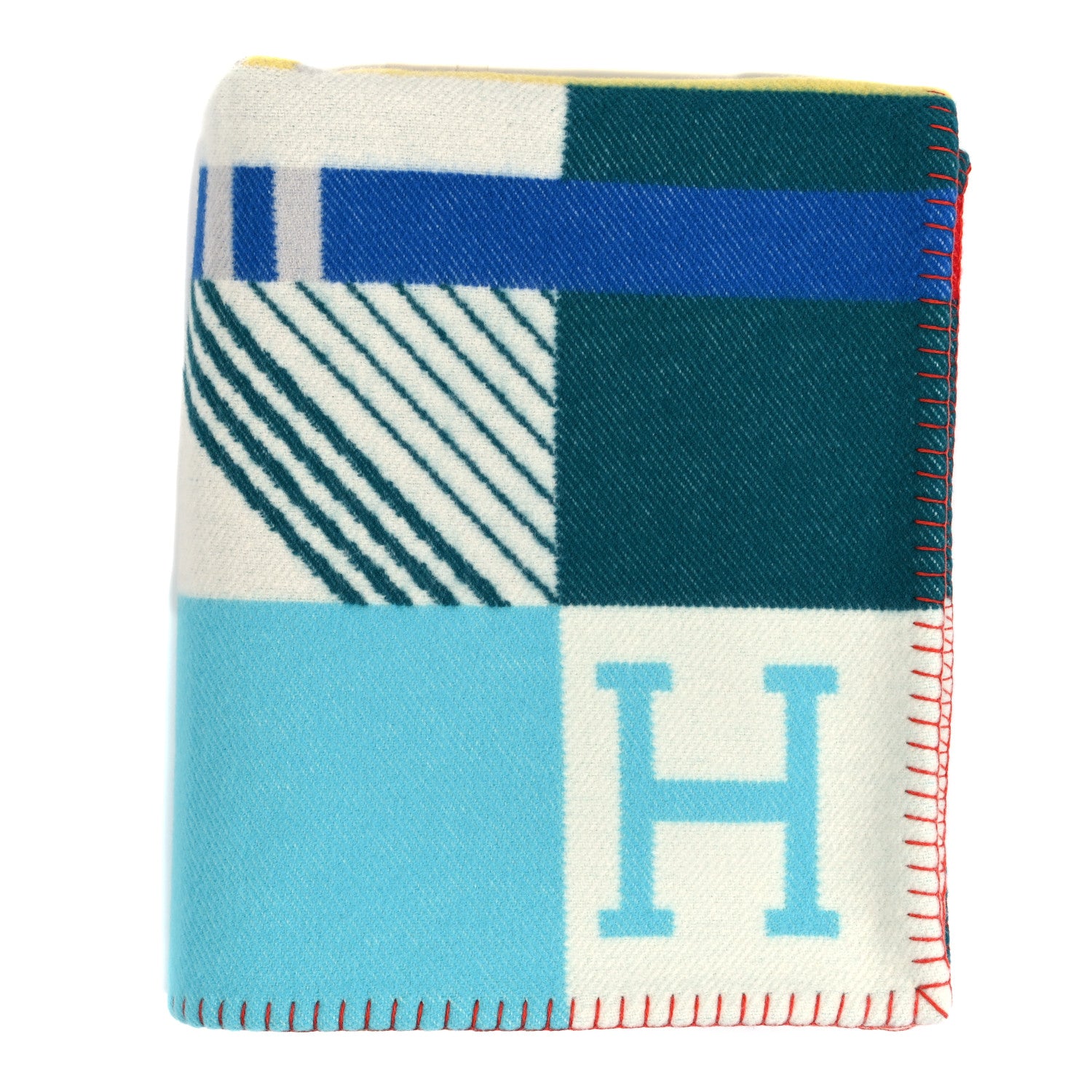 Hermes Wool Avalon Jump'H Blanket Turquoise Emeraude 1 of 3