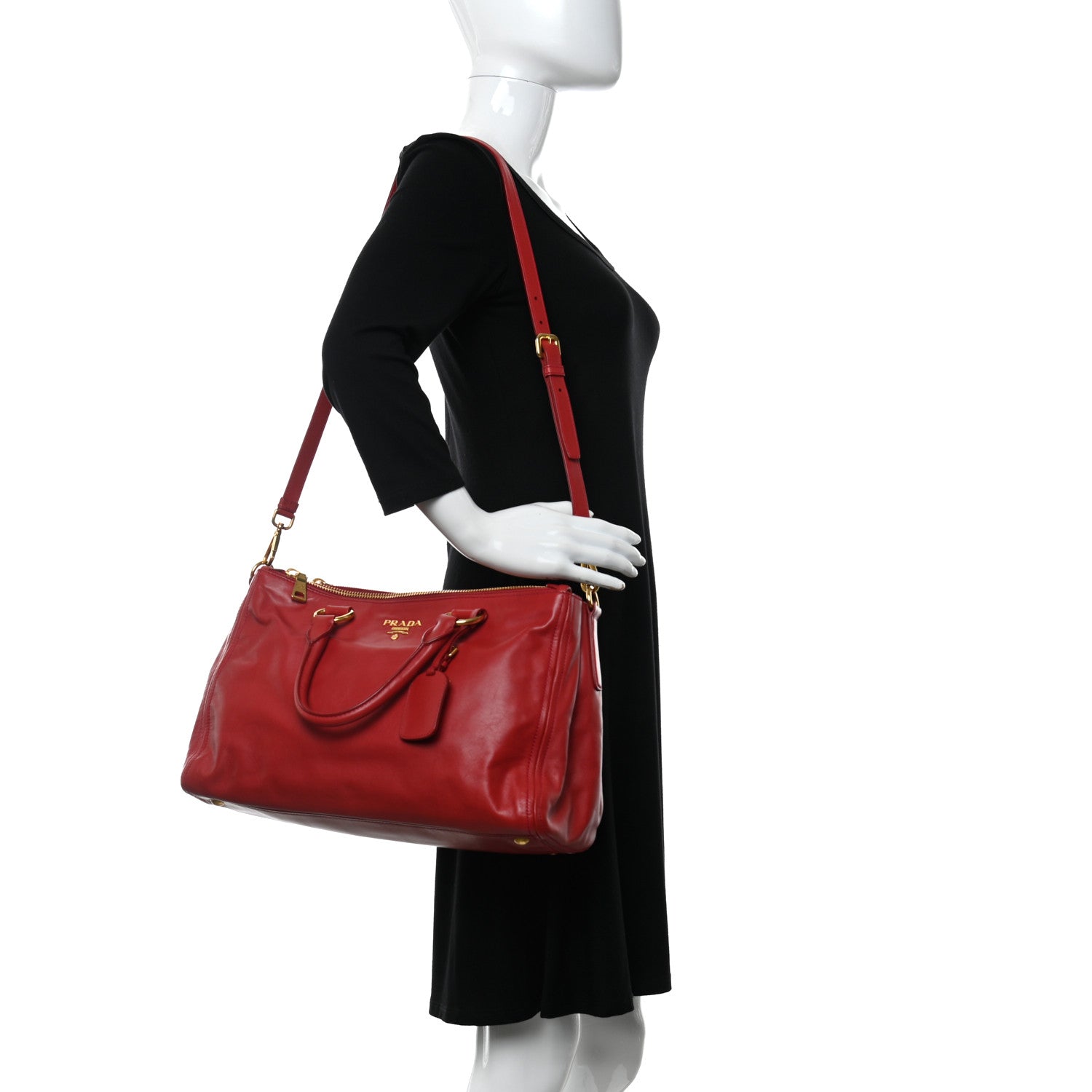 Prada City Calf Large Galleria Double Zip Tote Lacca 2 of 17