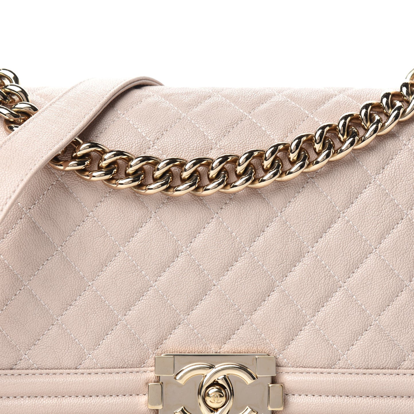 Caviar Quilted Medium Boy Flap Beige