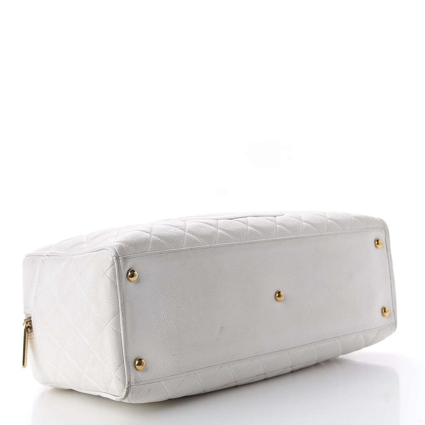 Caviar Quilted Large Bowler White