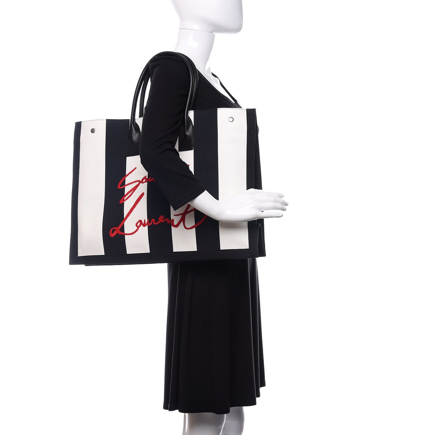 Canvas Noe Striped Tote Black White