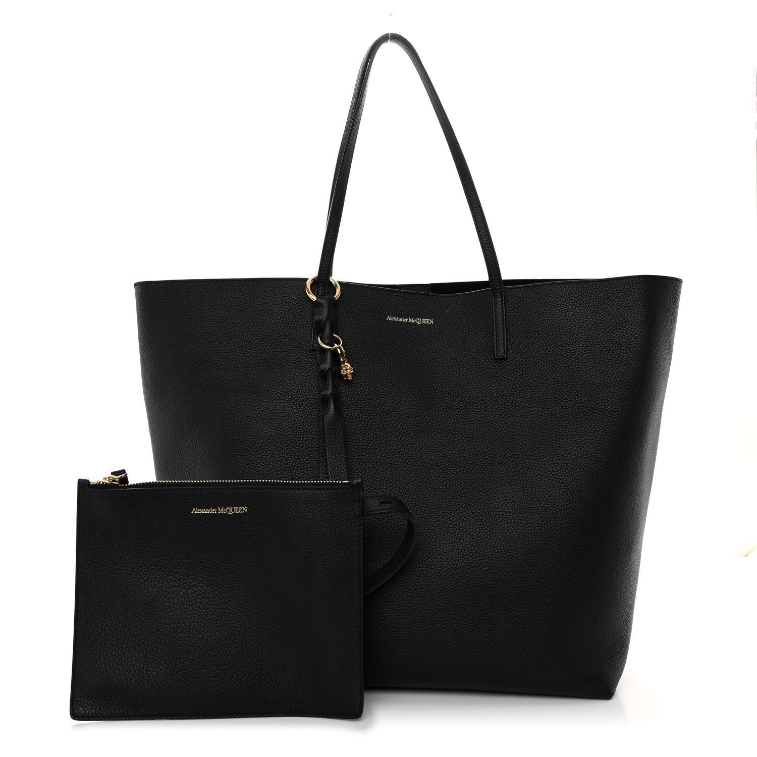 Alexander McQueen Grained Calfskin Skull Open Shopper Tote Black 1 of 11