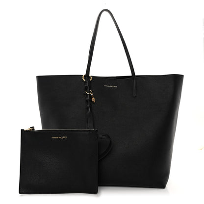 Alexander McQueen Grained Calfskin Skull Open Shopper Tote Black 1 of 11