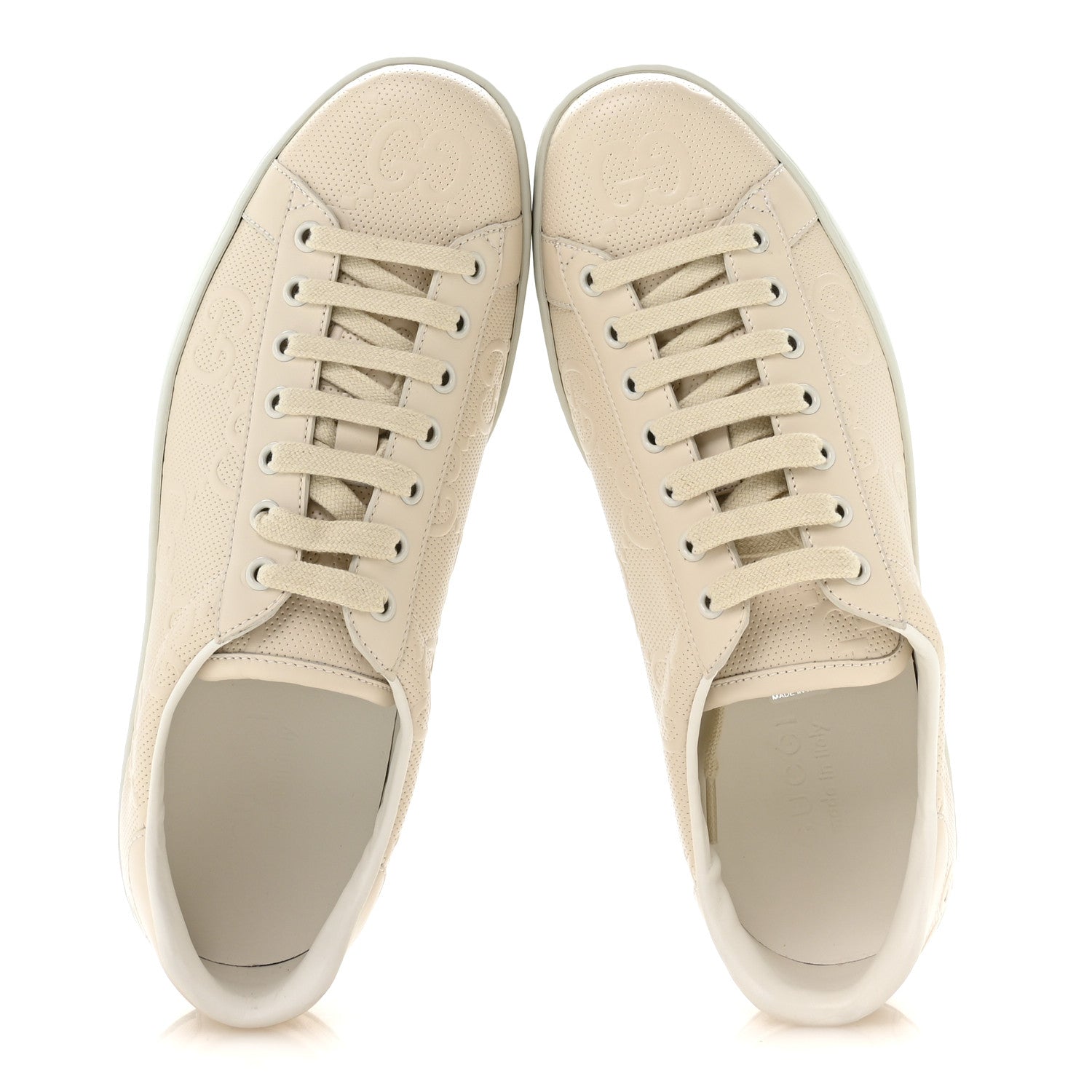Gucci Calfskin GG Tennis Embossed Mens Ace Sneakers 8 Mystic White 2 of 9
