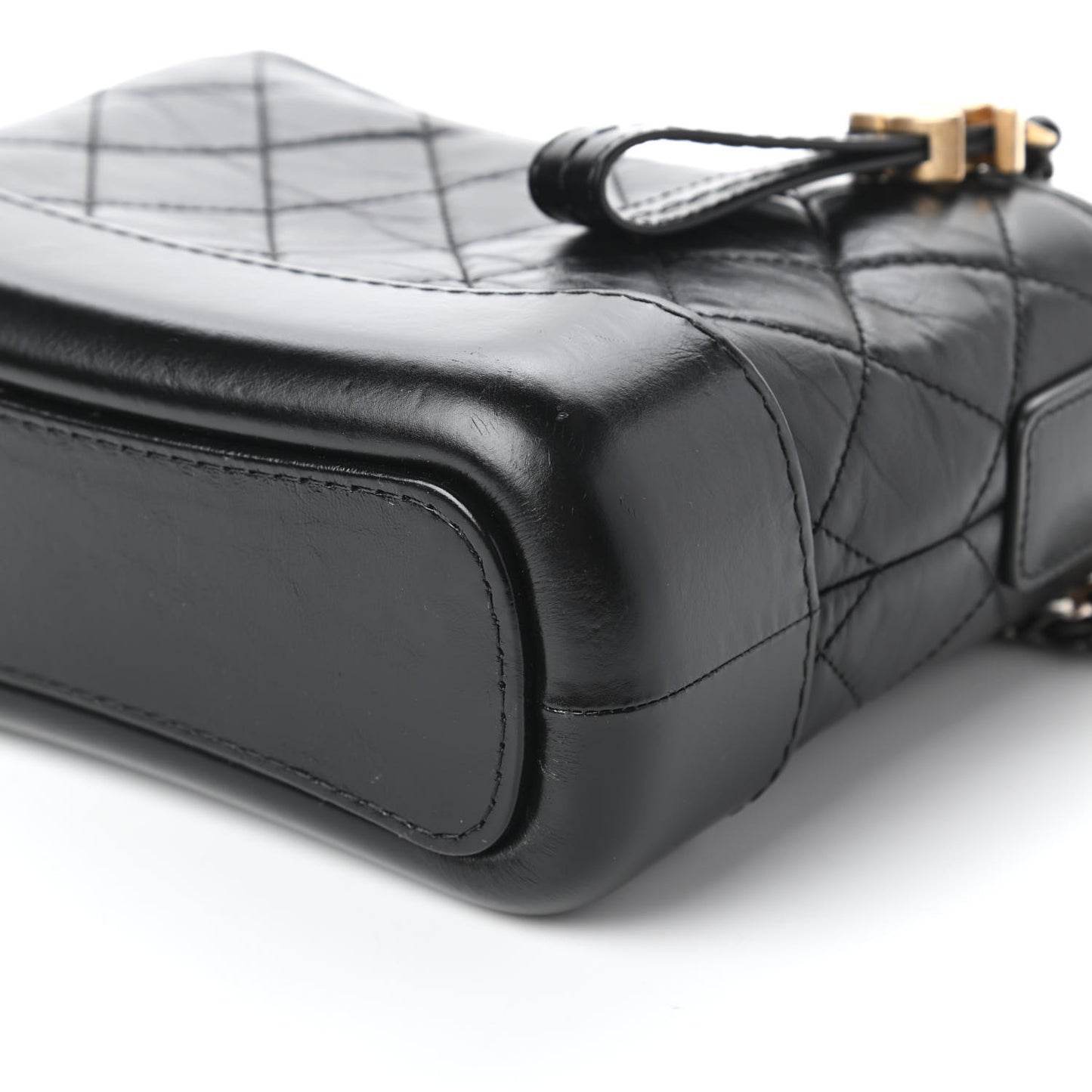 Aged Calfskin Quilted Small Gabrielle Hobo Black